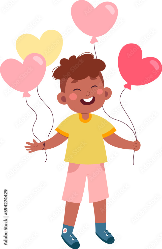 Boy With Heart Balloons Boy With Heart Balloons