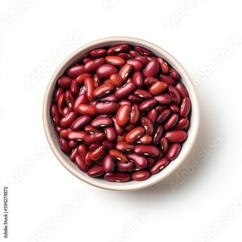Red kidney beans. Recipe, ingredients, white bowl, isolated on white.