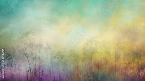 Features a background with a soft pastel color palette, created by beautifully blending colors together. The background has a serene and lush appearance, with scratch-like marks adding. Generative AI.