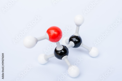 Ethanol molecular structure isolated on white background. Chemical formula is C2H5OH, Chemistry molecule model for education on white background
