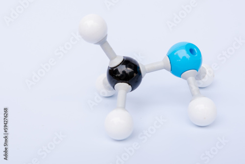 molecular structure isolated on white background. Chemical formula is CH3COOH, Chemistry molecule model for education on white background