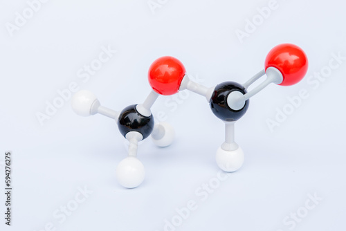 methyl methanoate molecular structure isolated on white background. Chemical formula is HCOOCH3, Chemistry molecule model for education on white background