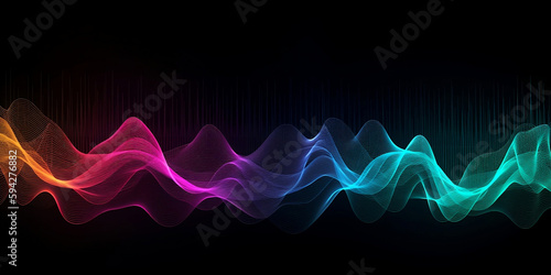 Dark abstract background with a glowing abstract waves, abstract background for wallpaper
