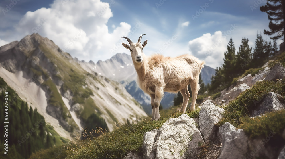 Obraz premium Ziege in den Alpen KI