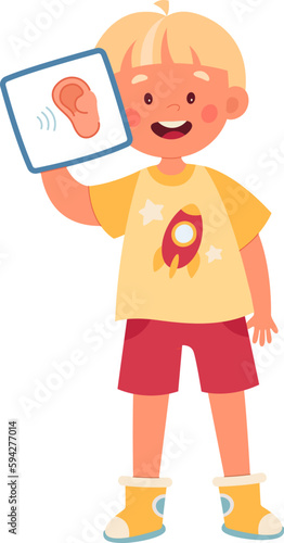 Boy Showing Sense Of Hearing