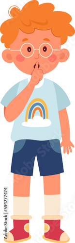 Boy Showing Silence Gesture