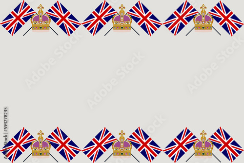 Union Jack flag with sceptre border background vector illustration
