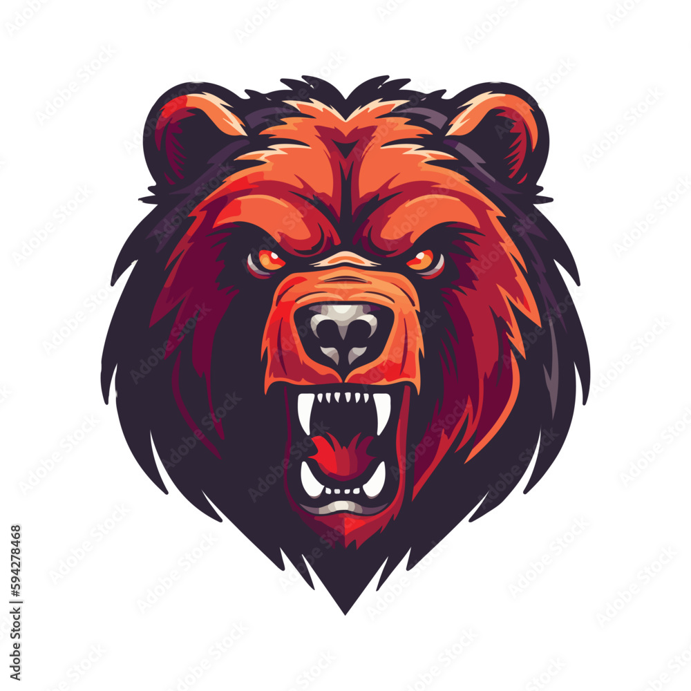 Modern professional grizzly bear emblem logo for a sport team