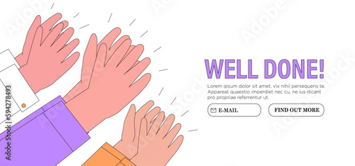 Hands in applause gesture vector illustration. Good, great job, well done, support concept. Concept of approval, agreement. Manager, employer, company or team support, encourage or motivate employees.