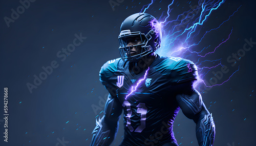 american football player with lightning (Generative AI)