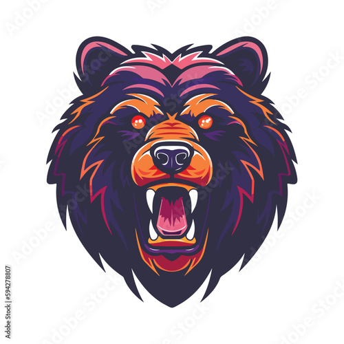 Modern professional grizzly bear emblem logo for a sport team