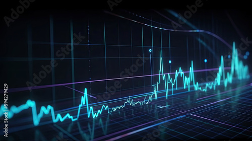 Stock market abstract finance background with motion graph and financial information with Generative AI Technology