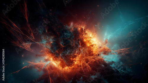 Space and glowing nebula background. Ai generated.