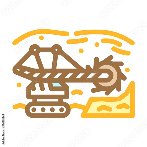 open pit mine steel production color icon vector illustration