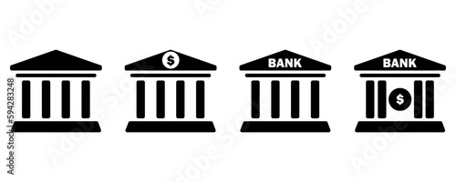 Vector design of four black bank logos, bank logo with American dollar symbol