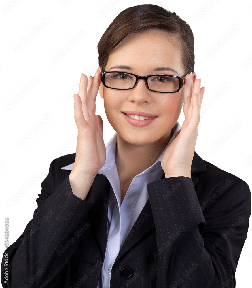 Young Businesswoman Wearing Glasses - Isolated Young Businesswoman Wearing Glasses - Isolated