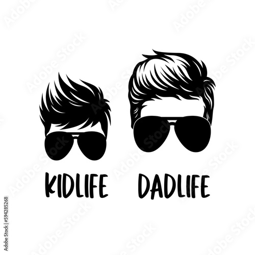 silhouette of father and son haircut vector illustration