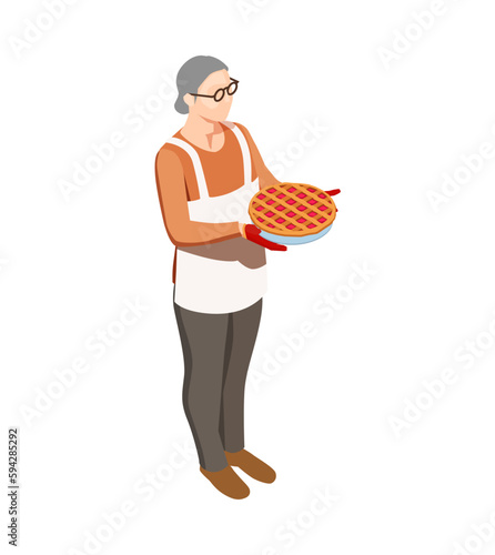 Isometric Elderly Woman