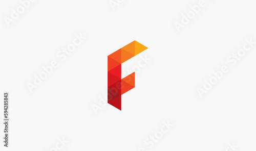 f Letter Logo, abstract logo design, Triangle logo Design, pixel logo