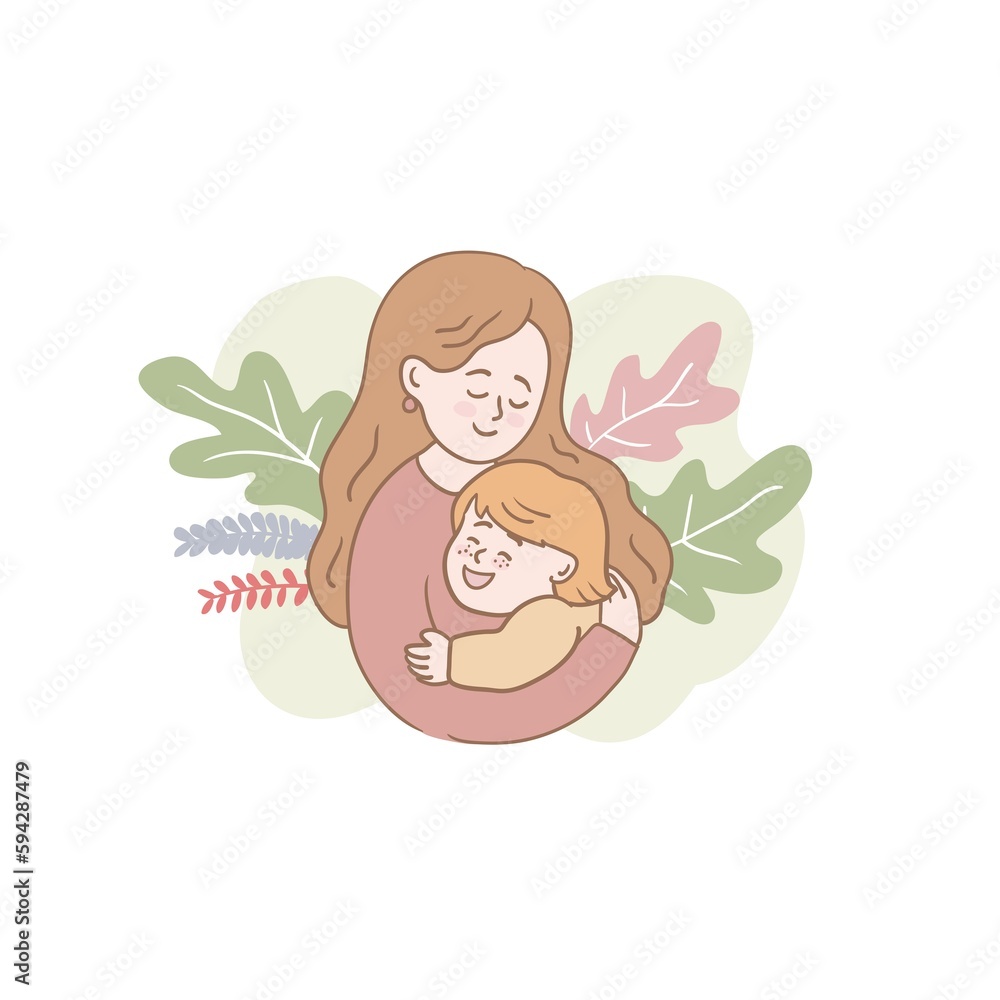 Family stock vector illustration.Happy Mother's Day! Mothers day card design with mother holding her child. Family stock vector illustration.Happy Mother's Day! Mothers day card design with mother holding her child.