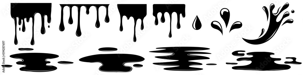 Splashes of water vector black icon set. Fresh drop isolated black set icon. Liquid elements, cry droplet icons vector set. Vector EPS 10 Splashes of water vector black icon set. Fresh drop isolated black set icon. Liquid elements, cry droplet icons vector set. Vector EPS 10