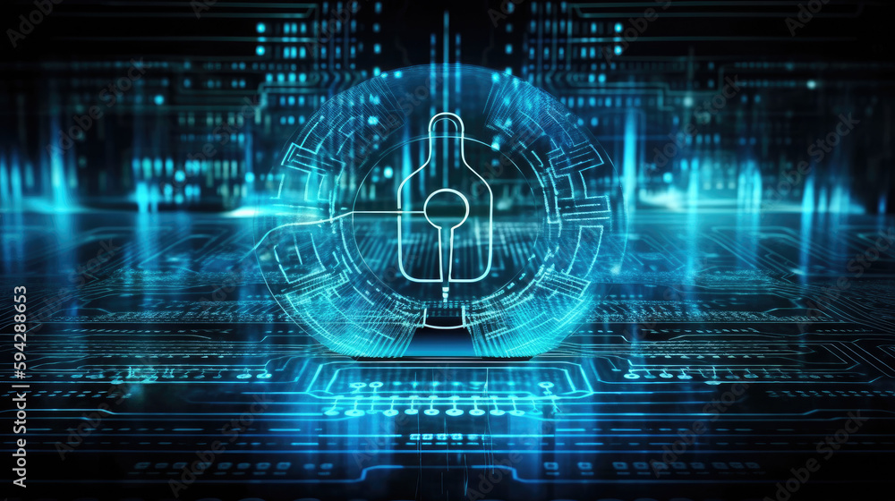 Naklejka premium Cyber security concept, Generative AI