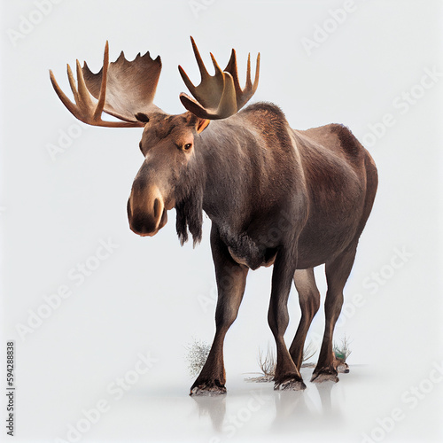 Moose isolated against white background