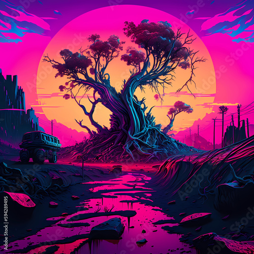 Postapocalyptic world with psychedelic life forms
