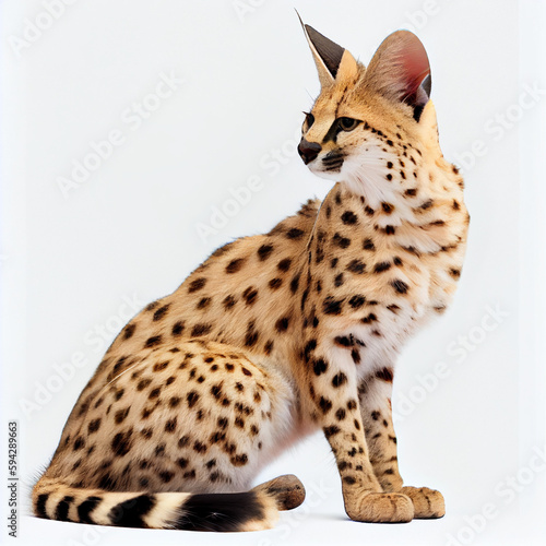 medium-sized wild cat with large ears and spotted fur