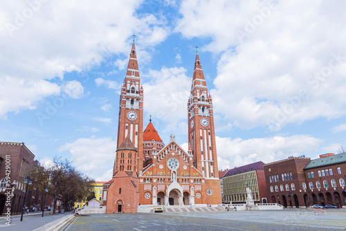 The beautiful Votive Church of Szeged stands as a landmark to the city history and religious heritage. Its stunning architecture towers high above the clouds.