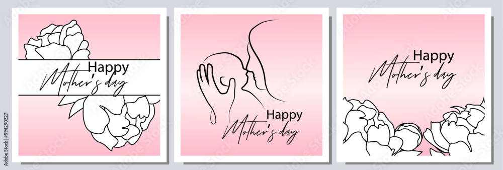 Naklejka premium Happy mother's day! Vector illustrations for a cute cover, poster, banner or card for the holiday moms