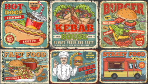 Fast food set posters colorful