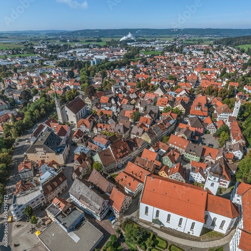 Die alte oberschwäbische Reichsstadt Leutkirch im Luftbild