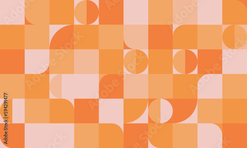 【オレンジ】ミニマル・幾何学・メンフィスのパターン背景素材