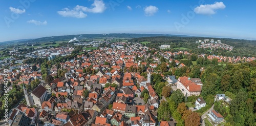Blick ins Stadtzentrum der Stadt Leutkirch im württembergischen Allgäu