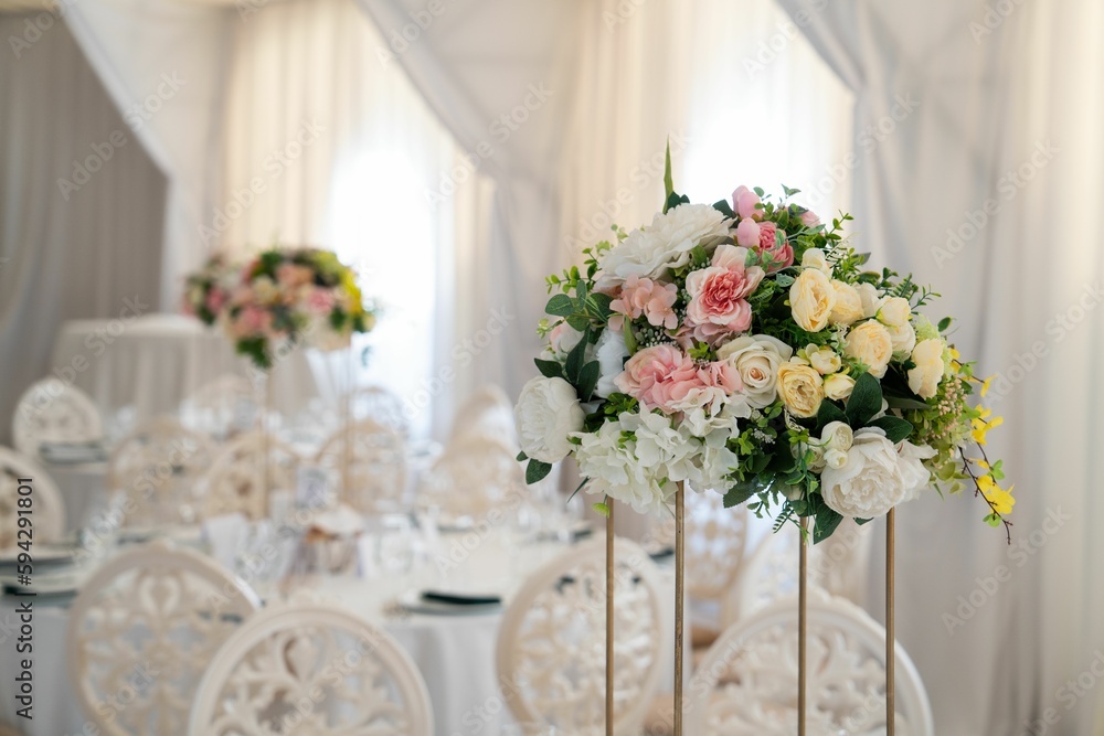 Closeup of a beautiful bouquet. Wedding floral decoration. Closeup of a beautiful bouquet. Wedding floral decoration.