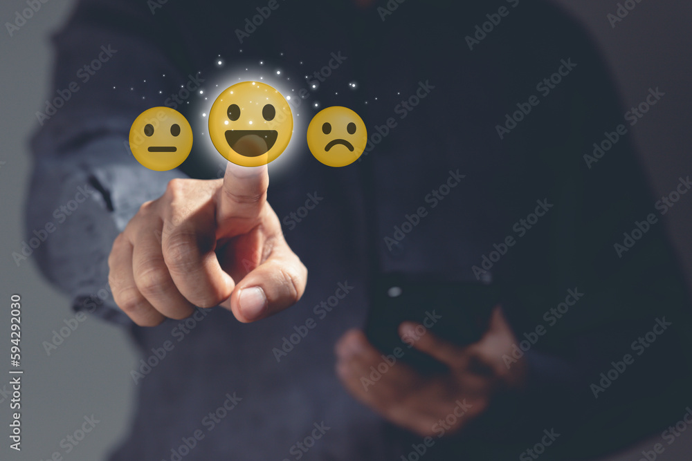 Infographics and icons Customer Satisfaction Assessment form in smartphone