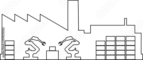 Fabrik mit Robotern und Lager - Fertigungsstraße - Nachhaltige Produktion mit Energieeffizienz