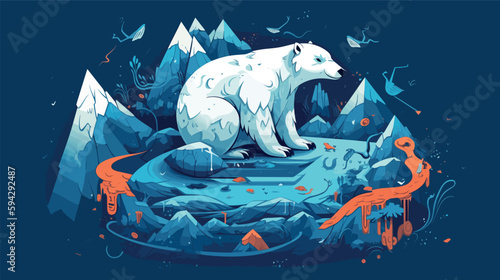 isometric vector illustration of a fantasy forest with a mountain and a river