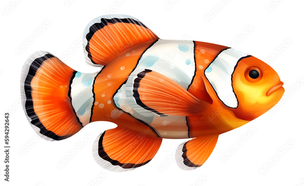 Clown fish in transparent background. Generative AI. - obrazy, fototapety, plakaty 