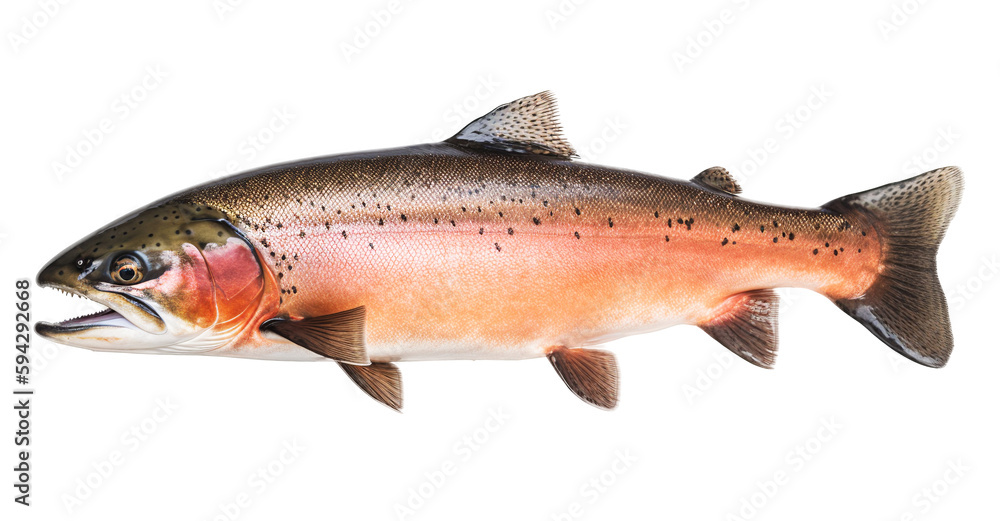 Salmon fish in transparent background. Generative AI. Salmon fish in transparent background. Generative AI.
