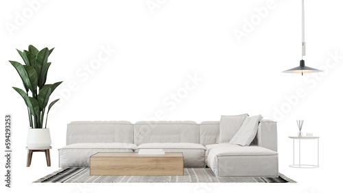 Interior furniture set 3D render. Living room house floor template background mockup design , isolated on transparent background