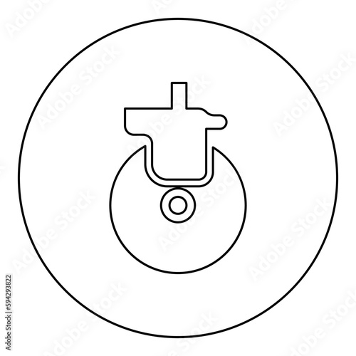 Wheel for furniture caster swivel icon in circle round black color vector illustration image outline contour line thin style