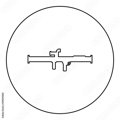 Store grenade launcher bazooka gun rocket system icon in circle round black color vector illustration image outline contour line thin style