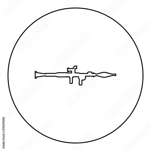 Grenade launcher military weapon army icon in circle round black color vector illustration image outline contour line thin style