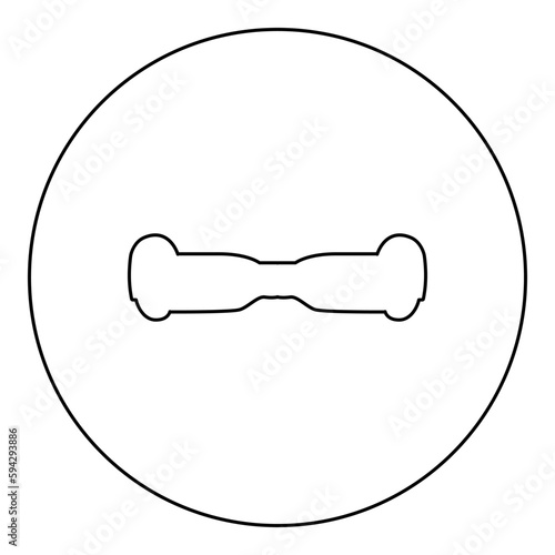 Gyro board scooter hoverboard two wheel electric self balancing eco icon in circle round black color vector illustration image outline contour line thin style
