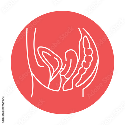 Organ prolapse color line icon. Human diseases.