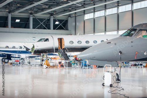 Maintenance of aircraft in the hangar where technical inspection is carried out