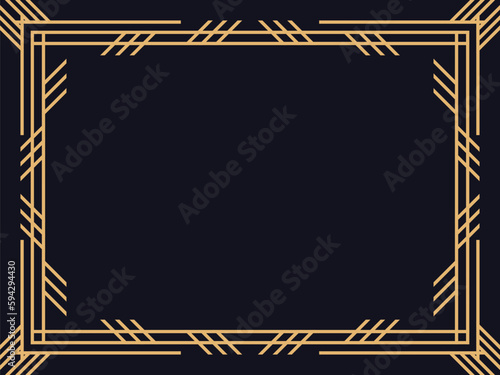 Art deco frame. Vintage linear border. Design a template for invitations, leaflets and greeting cards. The style of the 1920s - 1930s. Vector illustration