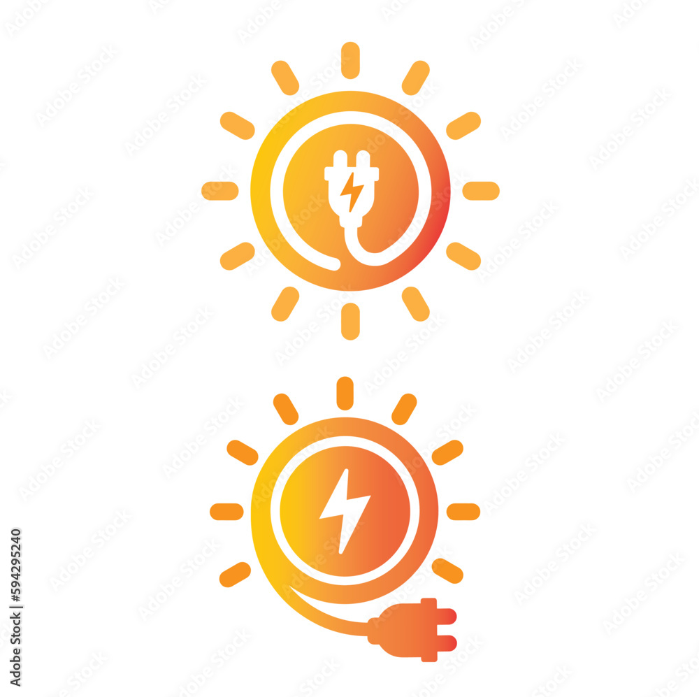 Sun with plug - icon, vector, sticker. Sun with plug - icon, vector, sticker.